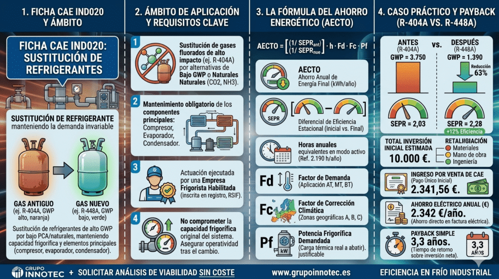 Ficha CAE IND020. Certificados de Ahorro Energético en la sustitución de Refrigerantes: Monetización de los ahorros